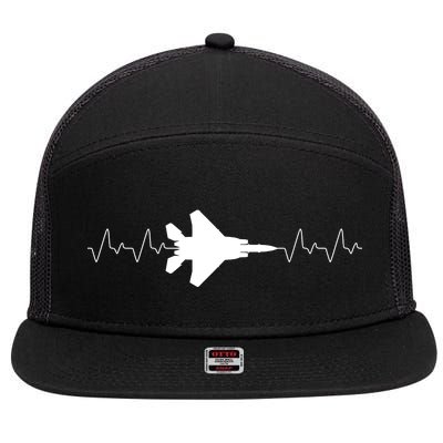 Airplane Pilot Air force Heartbeat 7 Panel Mesh Trucker Snapback Hat