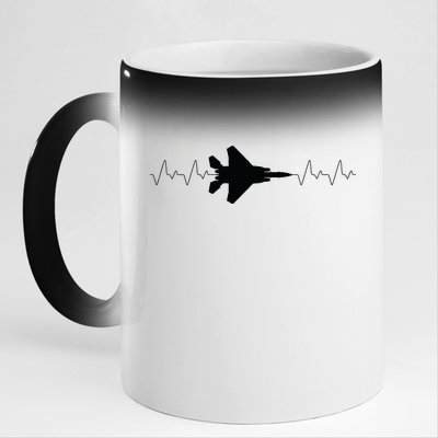 Airplane Pilot Air force Heartbeat 11oz Black Color Changing Mug