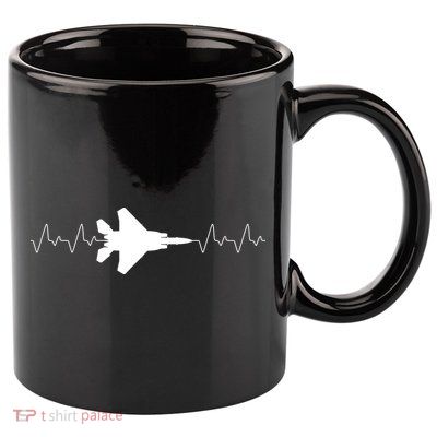 Airplane Pilot Air force Heartbeat 11oz C Handle Ceramic Mug