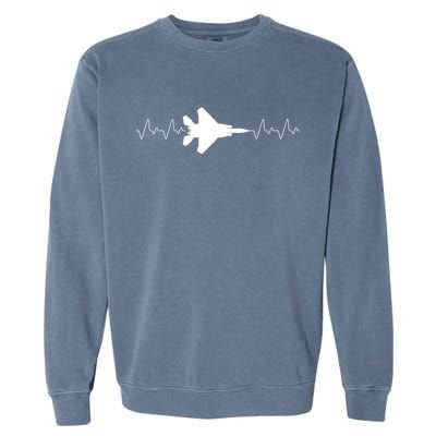 Airplane Pilot Air force Heartbeat Garment-Dyed Sweatshirt