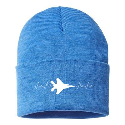 Airplane Pilot Air force Heartbeat Sustainable Knit Beanie