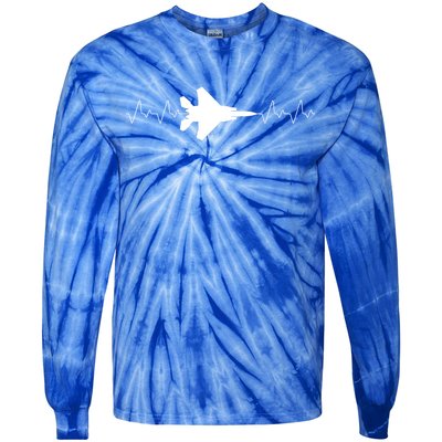 Airplane Pilot Air force Heartbeat Tie-Dye Long Sleeve Shirt