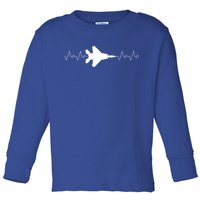 Airplane Pilot Air force Heartbeat Toddler Long Sleeve Shirt