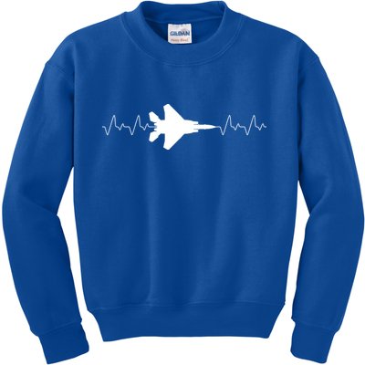 Airplane Pilot Air force Heartbeat Kids Sweatshirt