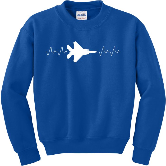 Airplane Pilot Air force Heartbeat Kids Sweatshirt