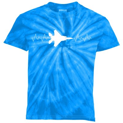 Airplane Pilot Air force Heartbeat Kids Tie-Dye T-Shirt