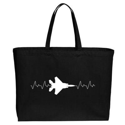 Airplane Pilot Air force Heartbeat Cotton Canvas Jumbo Tote