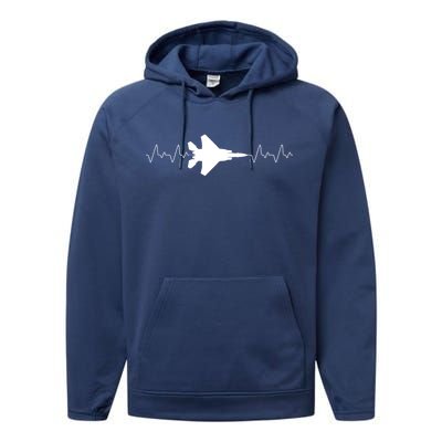 Airplane Pilot Air force Heartbeat Performance Fleece Hoodie