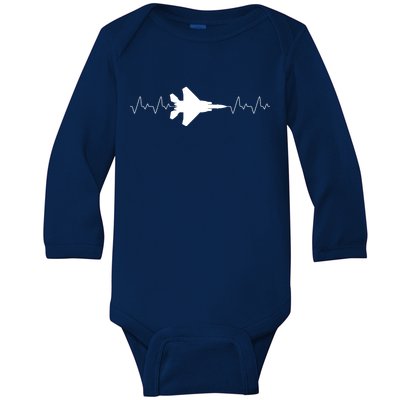 Airplane Pilot Air force Heartbeat Baby Long Sleeve Bodysuit