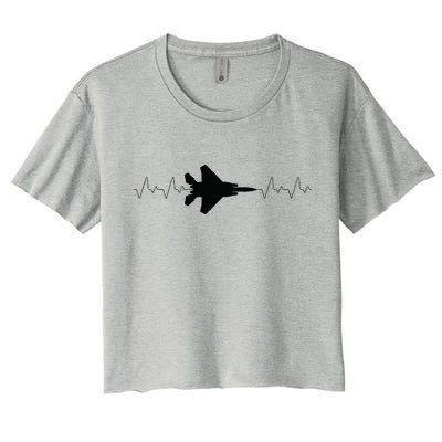 Airplane Pilot Air force Heartbeat Women's Crop Top Tee