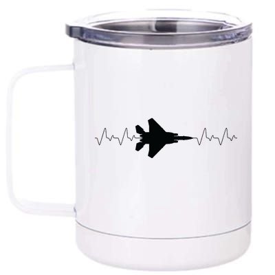 Airplane Pilot Air force Heartbeat 12 oz Stainless Steel Tumbler Cup