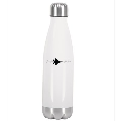 Airplane Pilot Air force Heartbeat Stainless Steel Insulated Water Bottle