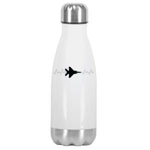 Airplane Pilot Air force Heartbeat Stainless Steel Insulated Water Bottle