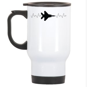 Airplane Pilot Air force Heartbeat Stainless Steel Travel Mug