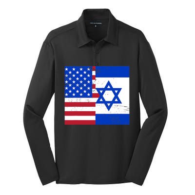 American Israeli Support Israel Silk Touch Performance Long Sleeve Polo