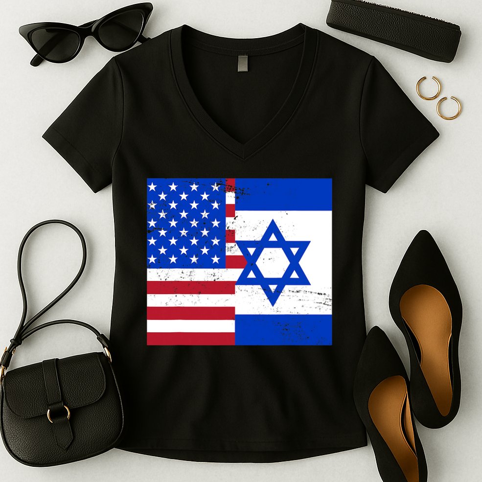 American Israeli Support Israel Women's V-Neck T-Shirt