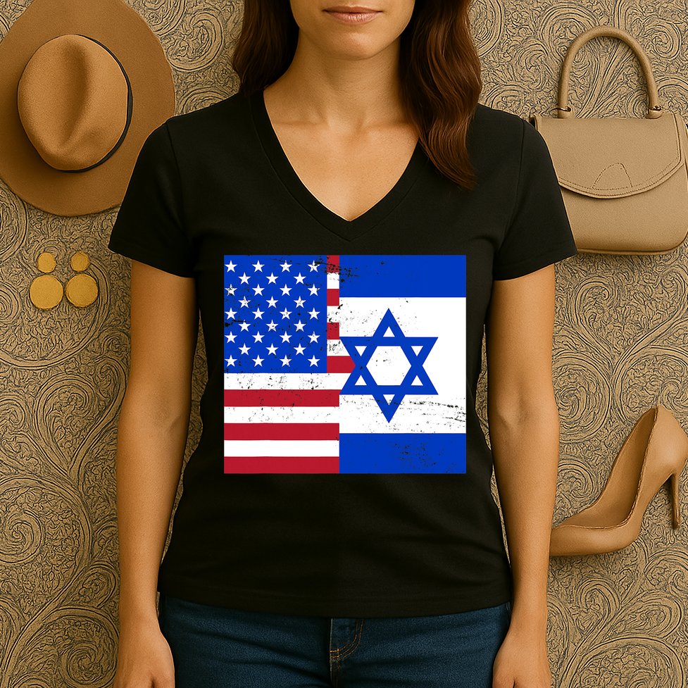 American Israeli Support Israel Women's V-Neck T-Shirt