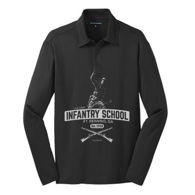 Army Infantry School Fort Benning Silk Touch Performance Long Sleeve Polo