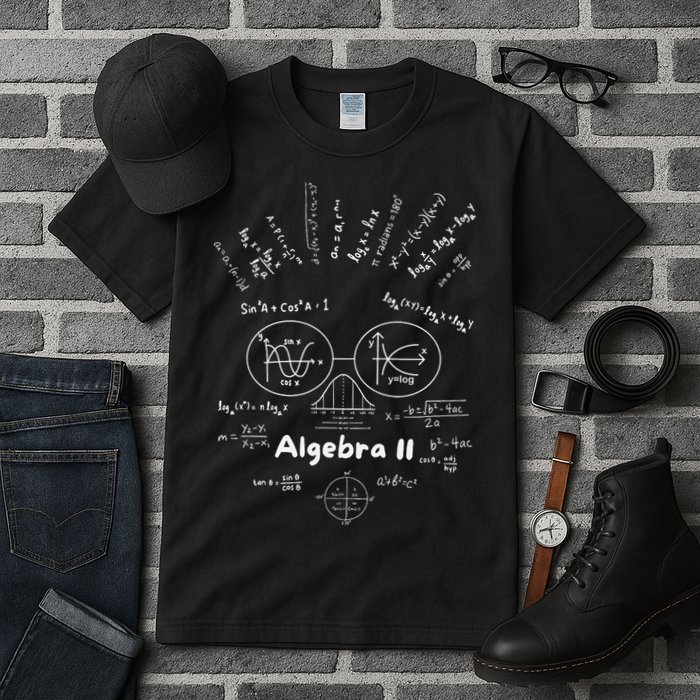 Algebra II Skull Of Equations And Formula Face Funny Nerdy Tall T-Shirt