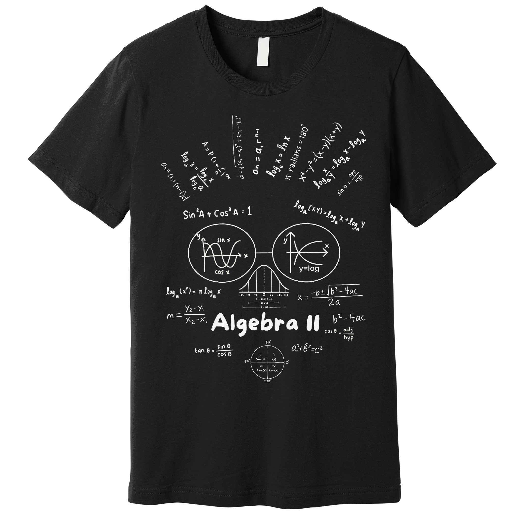 Algebra II Skull Of Equations And Formula Face Funny Nerdy Premium T-Shirt