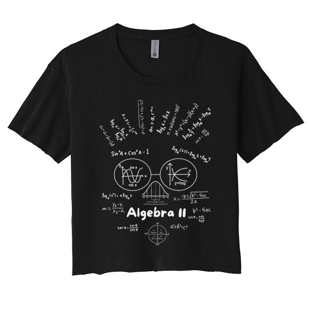 Algebra II Skull Of Equations And Formula Face Funny Nerdy Women's Crop Top Tee