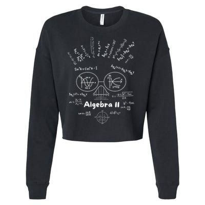 Algebra II Skull Of Equations And Formula Face Funny Nerdy Cropped Pullover Crew