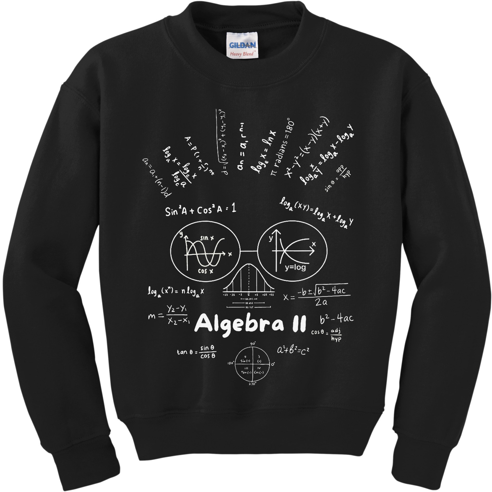 Algebra II Skull Of Equations And Formula Face Funny Nerdy Kids Sweatshirt