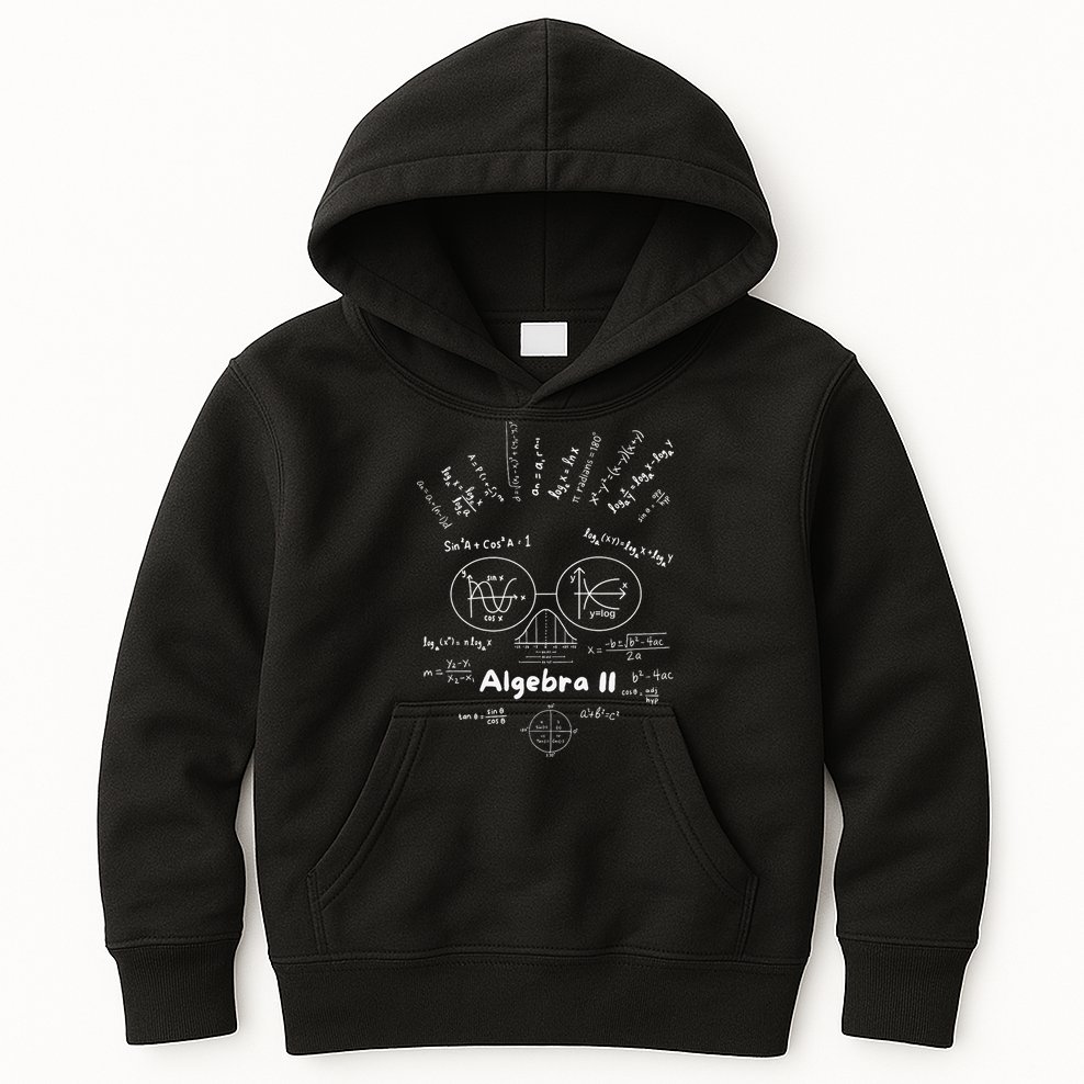 Algebra II Skull Of Equations And Formula Face Funny Nerdy Kids Hoodie