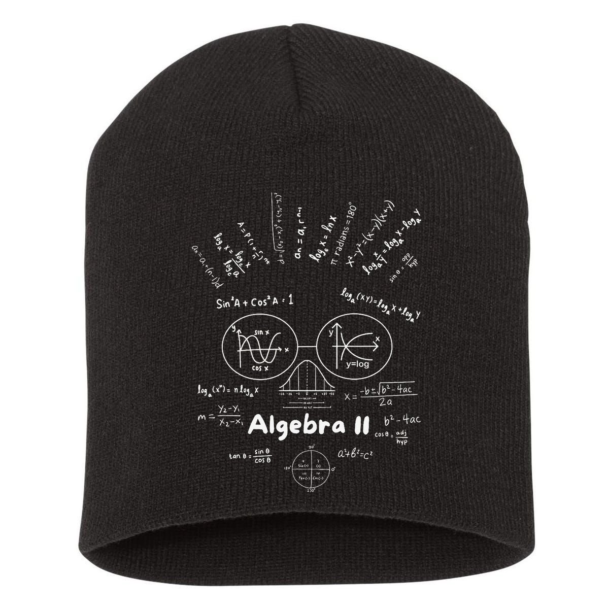 Algebra II Skull Of Equations And Formula Face Funny Nerdy Short Acrylic Beanie