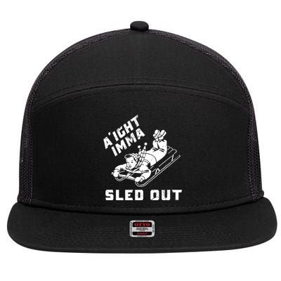 Aight Imma Sled Out Funny Winter Snow 7 Panel Mesh Trucker Snapback Hat