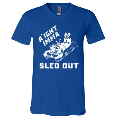 Aight Imma Sled Out Funny Winter Snow V-Neck T-Shirt