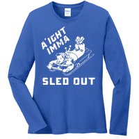 Aight Imma Sled Out Funny Winter Snow Ladies Long Sleeve Shirt