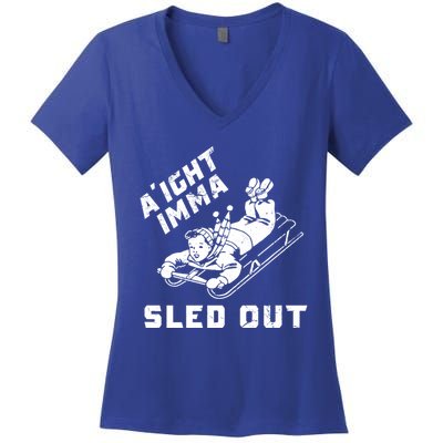 Aight Imma Sled Out Funny Winter Snow Women's V-Neck T-Shirt