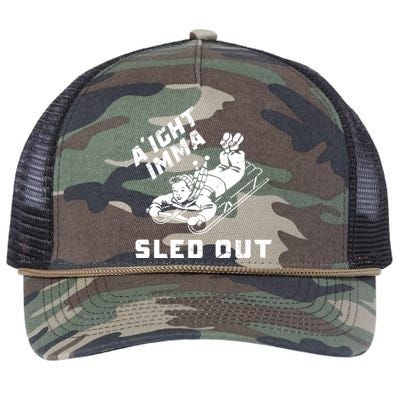 Aight Imma Sled Out Funny Winter Snow Retro Rope Trucker Hat Cap