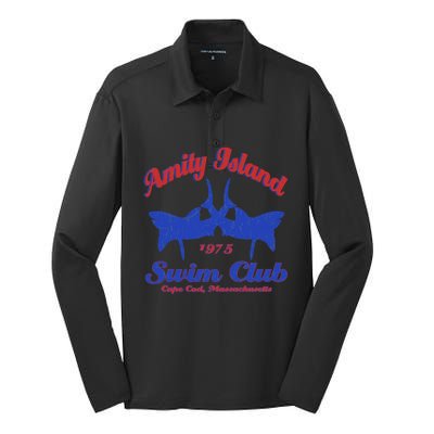 Amity Island Swim Club Silk Touch Performance Long Sleeve Polo