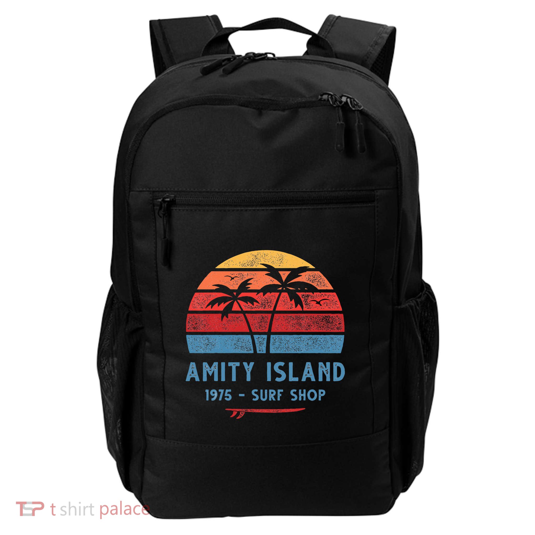Amity Island Surfing 1975 Surf Shop Sunset Surfing Vintage T Backpack