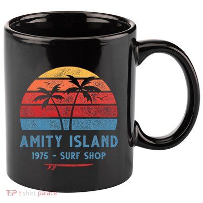 Amity Island Surfing 1975 Surf Shop Sunset Surfing Vintage T 11oz C Handle Ceramic Mug