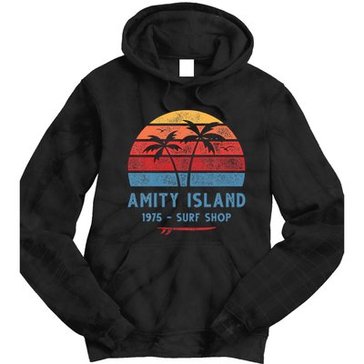 Amity Island Surfing 1975 Surf Shop Sunset Surfing Vintage T Tie Dye Hoodie