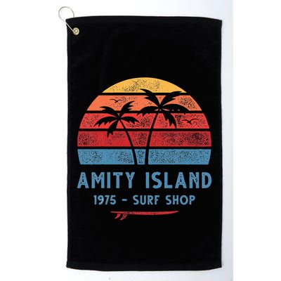 Amity Island Surfing 1975 Surf Shop Sunset Surfing Vintage T Golf Towel