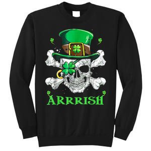 Arrrish Irish Shamrock Clover Skull St Patricks Day Sweatshirt