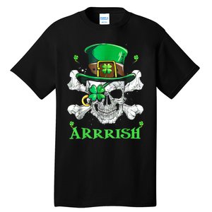 Arrrish Irish Shamrock Clover Skull St Patricks Day Tall T-Shirt