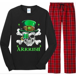 Arrrish Irish Shamrock Clover Skull St Patricks Day Long Sleeve Pajama Set