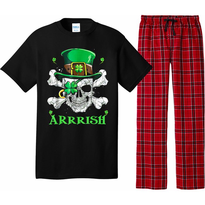 Arrrish Irish Shamrock Clover Skull St Patricks Day Pajama Set