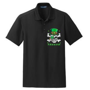 Arrrish Irish Shamrock Clover Skull St Patricks Day Dry Zone Grid Polo