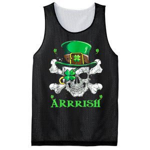 Arrrish Irish Shamrock Clover Skull St Patricks Day Mesh Reversible Basketball Jersey Tank