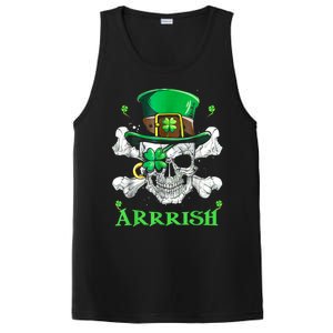 Arrrish Irish Shamrock Clover Skull St Patricks Day PosiCharge Competitor Tank