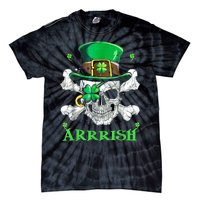 Arrrish Irish Shamrock Clover Skull St Patricks Day Tie-Dye T-Shirt