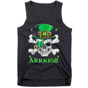 Arrrish Irish Shamrock Clover Skull St Patricks Day Tank Top