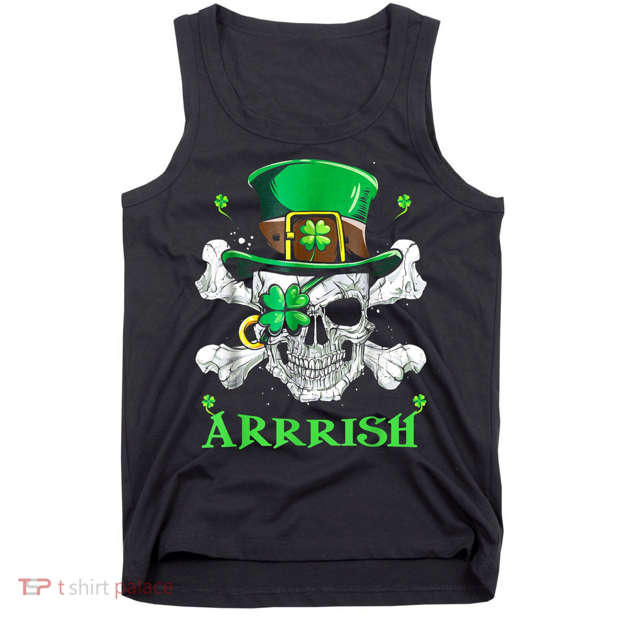 Arrrish Irish Shamrock Clover Skull St Patricks Day Tank Top
