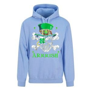 Arrrish Irish Shamrock Clover Skull St Patricks Day Unisex Surf Hoodie